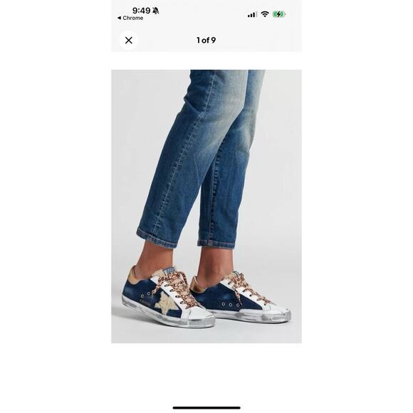 Golden Goose Superstar Classic Sneakers Denim Leopard Size 36